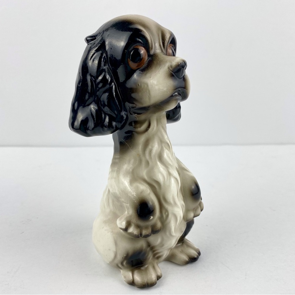 Vintage Cocker Spaniel Dog Figurine, Big Eyes, Begging, 5 inch Ceramic, Japan